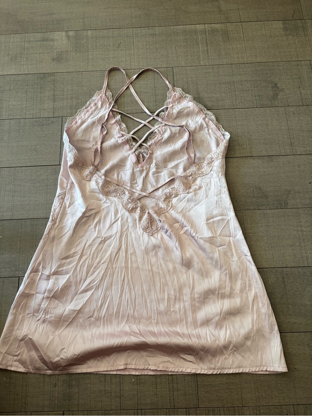 🦋Coquette Girl🦋-Satin & Lace Chemise Slip Dress-Ballerina Blush Pink - Picture 4 of 5